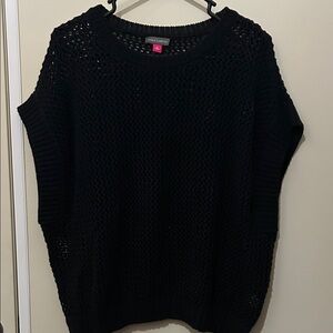 Vince Camuto Black Open-Knit Sweater Vest